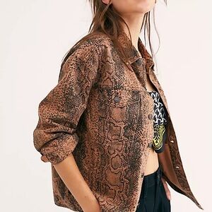 Freepeople Brown Snake Print Jacket